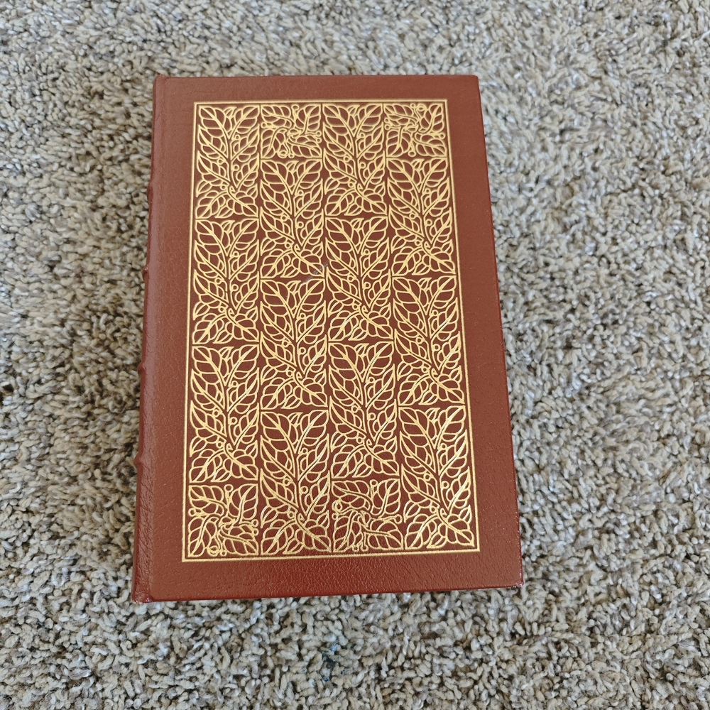 Brown Leather Book with Gold Leaf Design